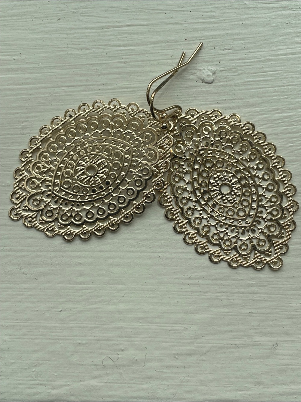 Gold Filigree Teardrop Dangle Earrings - Women Jewelry